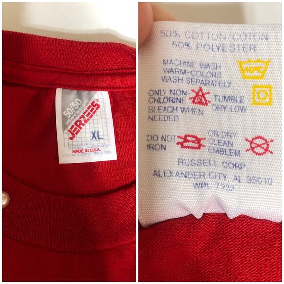 Jerzees XL American VINTAGE 90’s Red Heart Cut-Out Valentine Love Tee Shirt USA - Picture 4 of 4